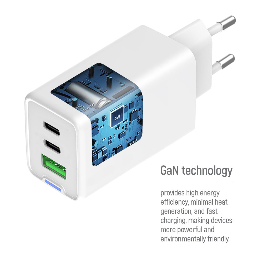 Hálózati töltő ColorWay GaN Mini 65W PD Port PPS USB (USB-2C1A) fehér
