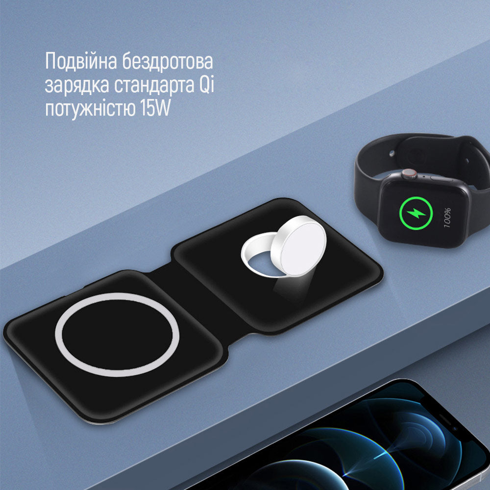ColorWay Qi Fast Töltő MagSafe Duo Töltő 15W for iPhone fekete
