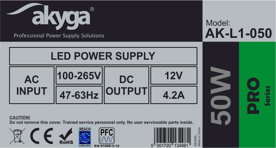 LED tápegység AK-L1-050 12V / 50W