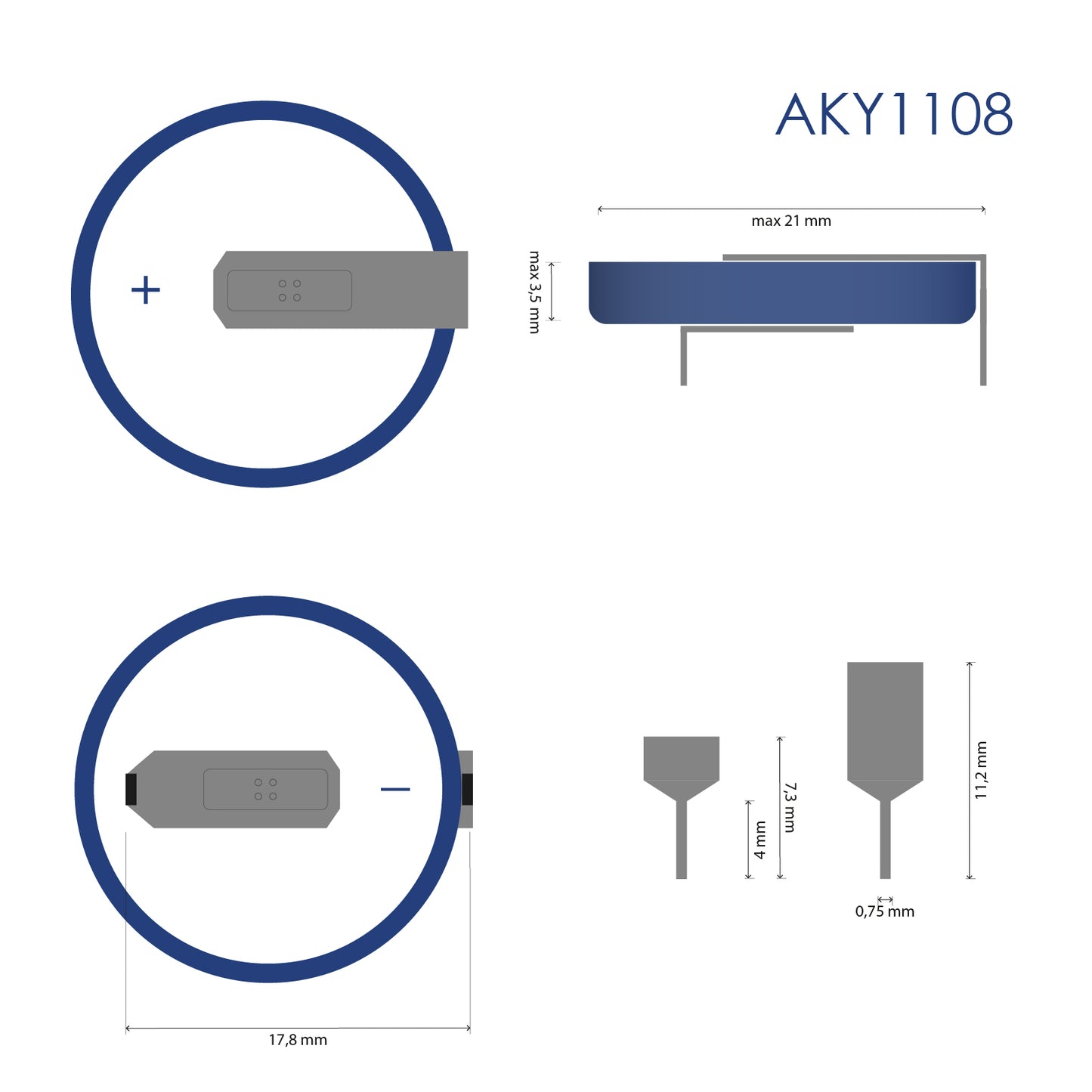 Lithium akkumulátor CR2032 HP2C Akyga AKY1108 3V / 210mAh 2-Pin Raster 17.8mm