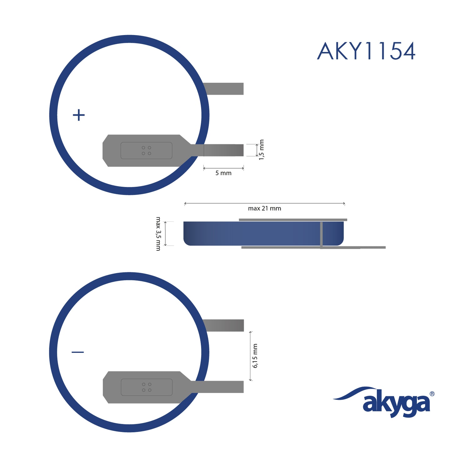 Lithium akkumulátor CR2032 PT2AS Akyga AKY1154 3V / 210mAh 2-Pin Raster 7.5mm