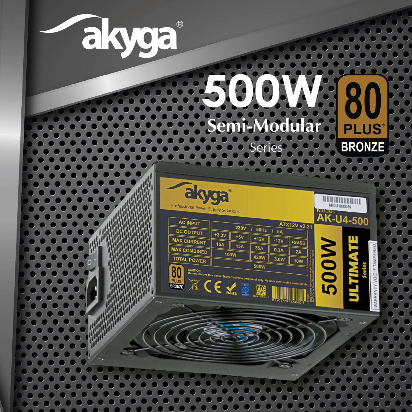 Tápegység ATX AK-U4-500 500W 80+ Bronze