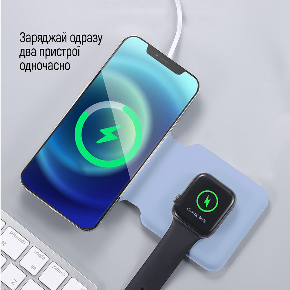 ColorWay Qi Fast Töltő MagSafe Duo Töltő 15W for iPhone kék