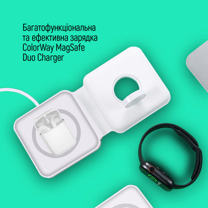 ColorWay Qi Fast Töltő MagSafe Duo Töltő 15W for iPhone fehér