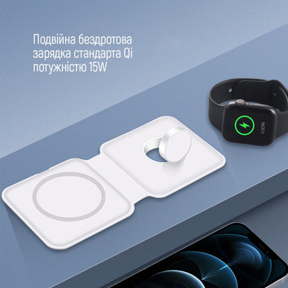 ColorWay Qi Fast Töltő MagSafe Duo Töltő 15W for iPhone fehér