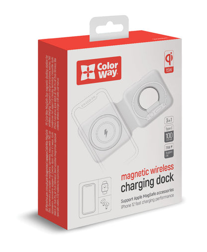 ColorWay Qi Fast Töltő MagSafe Duo Töltő 15W for iPhone fehér