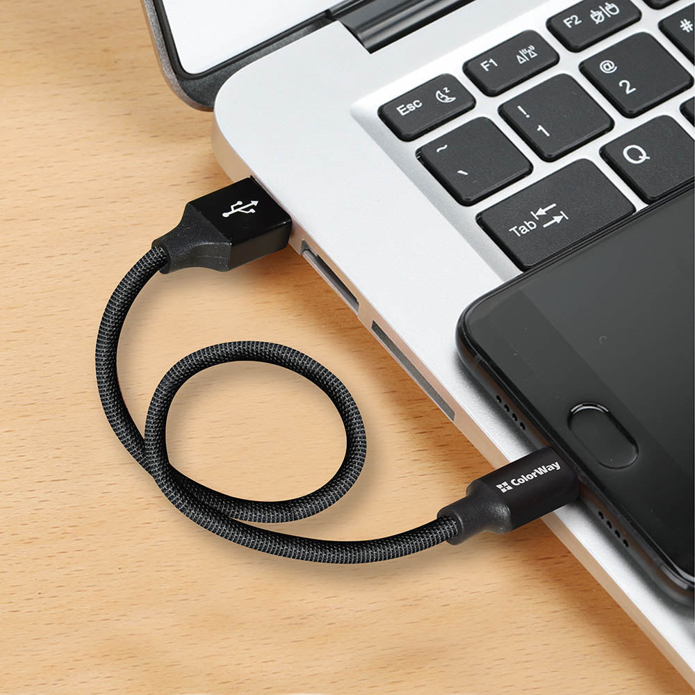 Kábel Colorway USB - MicroUSB 2.4A 25cm fekete