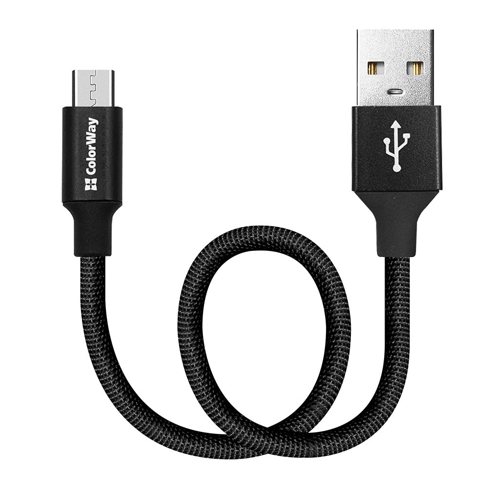 Kábel Colorway USB - MicroUSB 2.4A 25cm fekete