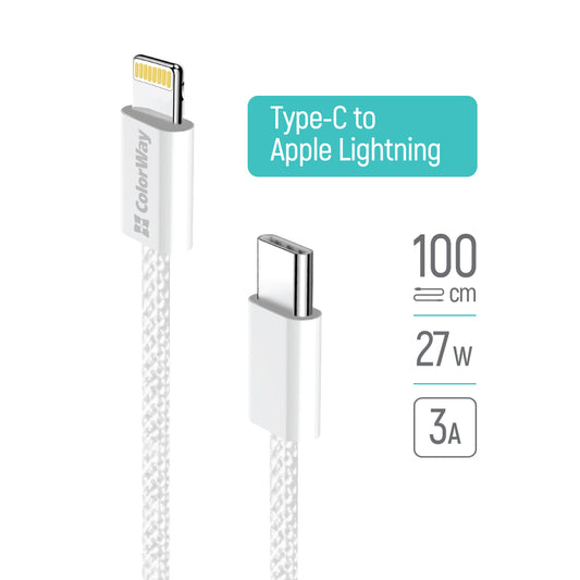 Kábel Colorway Colorway Type-C - Apple Lightning (braided cotton) (PD 27W) 1м szürke