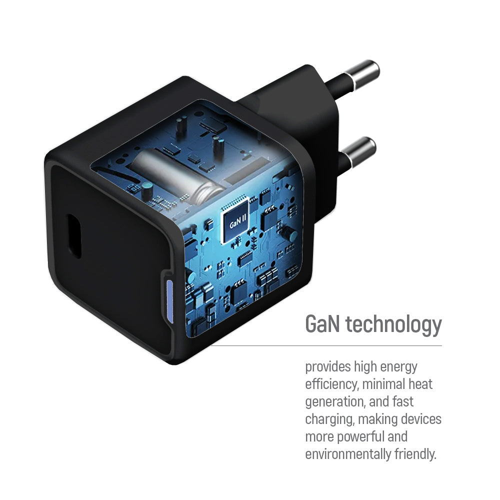 Hálózati töltő ColorWay GaN Mini 25W PD Port PPS USB-C fekete