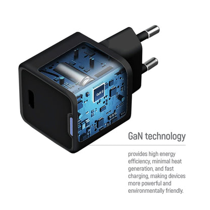 Hálózati töltő ColorWay GaN Mini 25W PD Port PPS USB-C fekete
