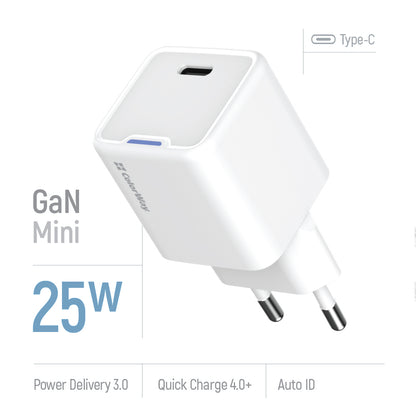 Hálózati töltő ColorWay GaN Mini 25W PD Port PPS USB-C fehér