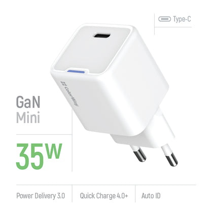 Hálózati töltő ColorWay GaN Mini 35W PD Port PPS USB-C fehér