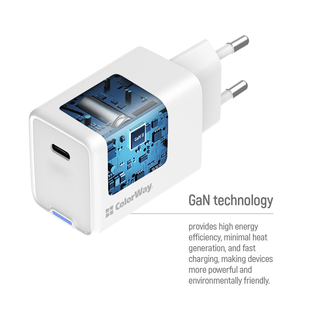 Hálózati töltő ColorWay GaN Mini 45W PD Port PPS USB-C fehér
