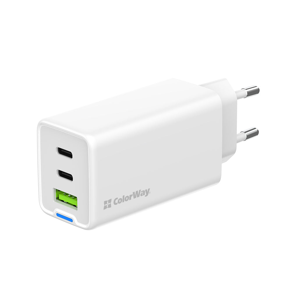 Hálózati töltő ColorWay GaN Mini 65W PD Port PPS USB (USB-2C1A) fehér