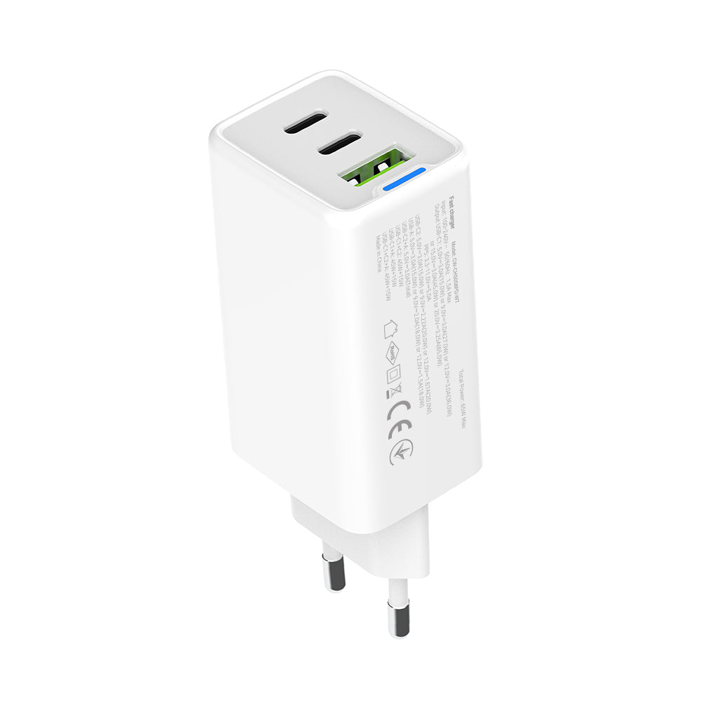 Hálózati töltő ColorWay GaN Mini 65W PD Port PPS USB (USB-2C1A) fehér