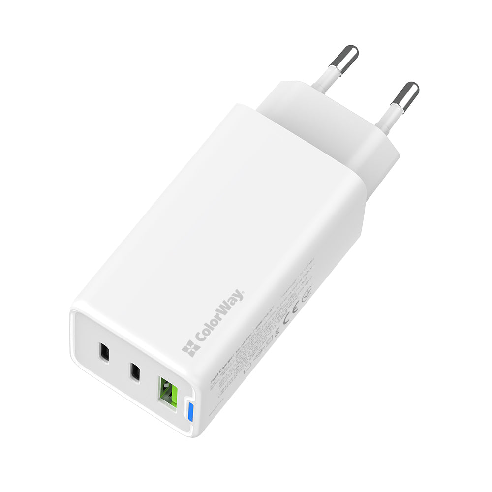 Hálózati töltő ColorWay GaN Mini 65W PD Port PPS USB (USB-2C1A) fehér