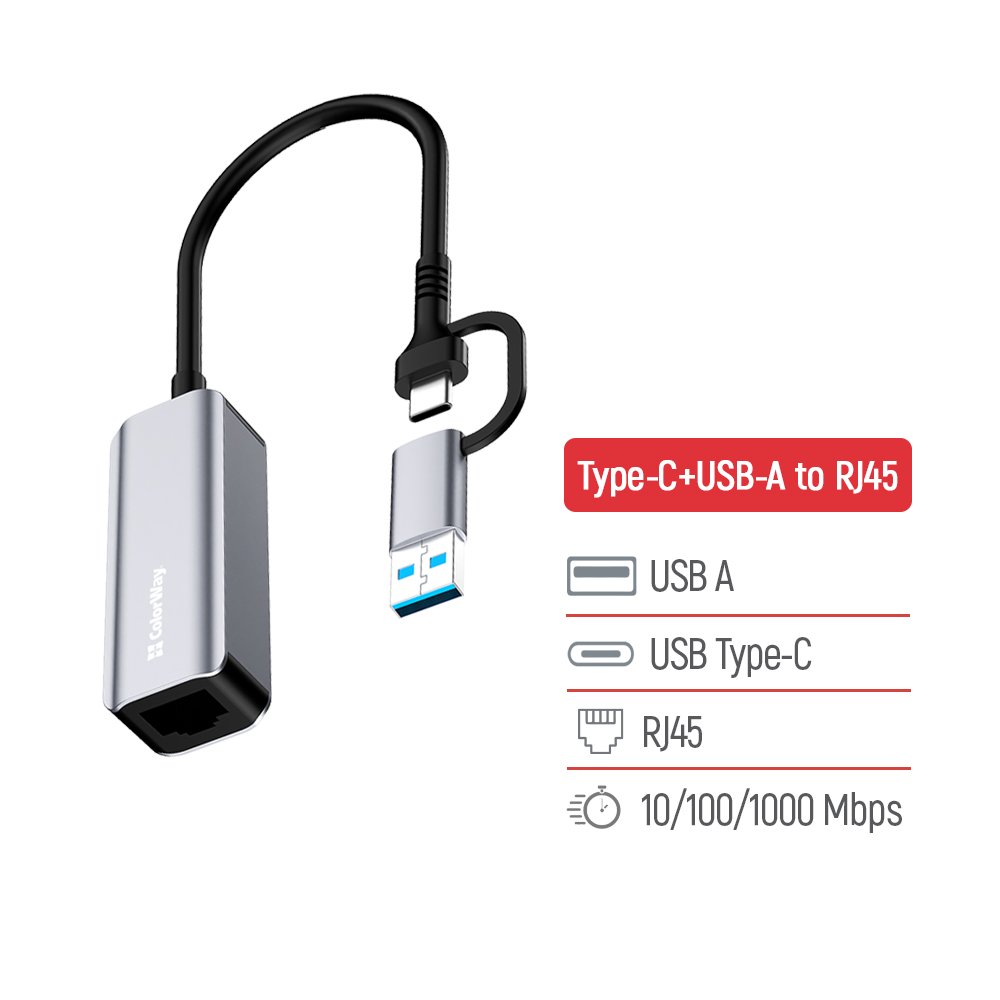 ColorWay Network Adapter USB-A/USB-С 3.0 - RJ45 Gigabit Ethernet