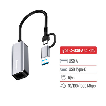 ColorWay Network Adapter USB-A/USB-С 3.0 - RJ45 Gigabit Ethernet