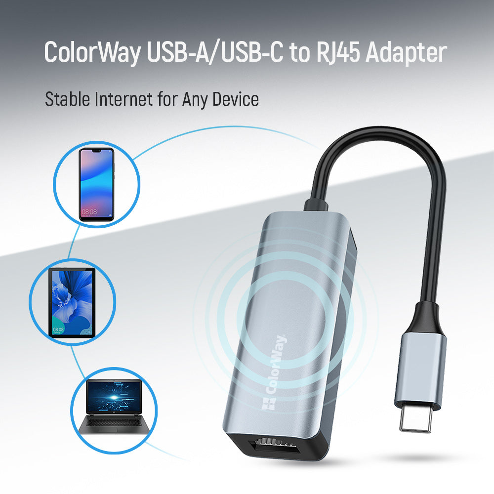 ColorWay Network Adapter USB-A/USB-С 3.0 - RJ45 Gigabit Ethernet