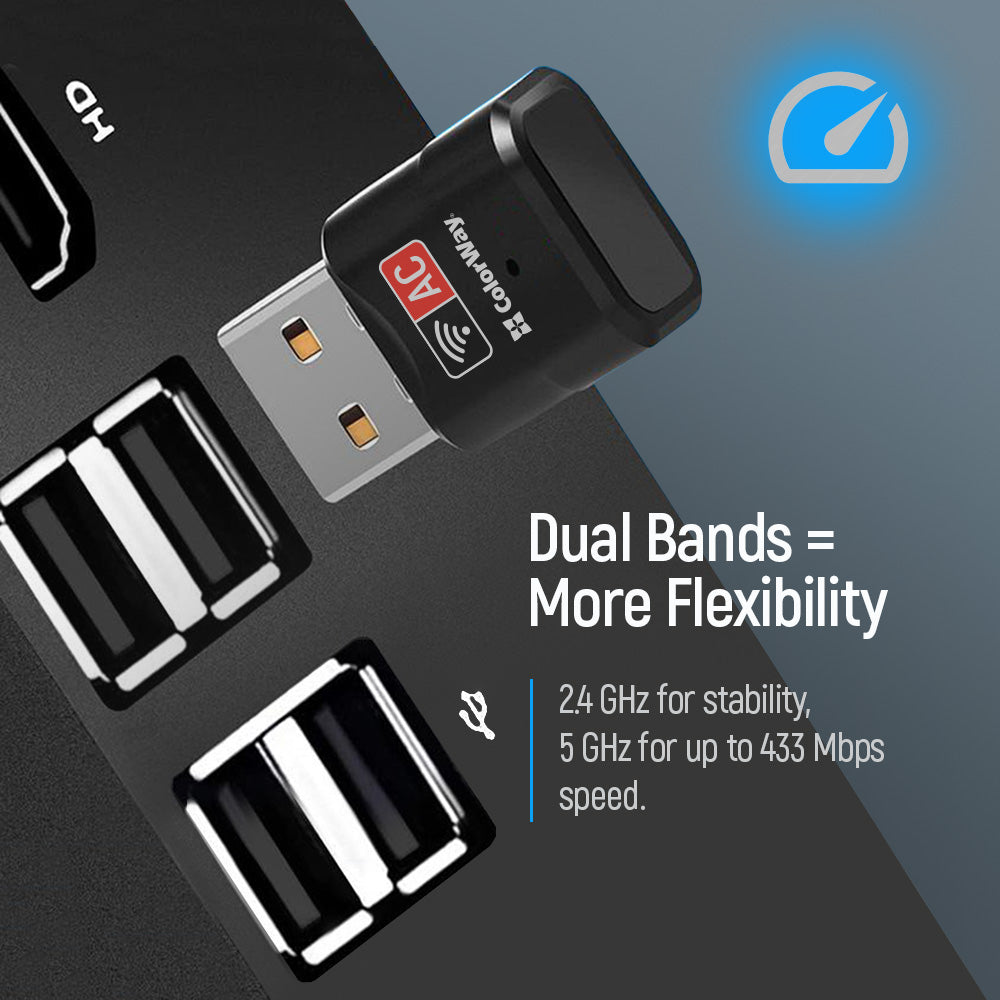 Colorway Adapter Dual-band Wi-Fi (2.4 GHz/200 Mbps + 5 GHz/433 Mbps)