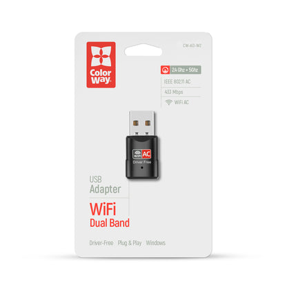 Colorway Adapter Dual-band Wi-Fi (2.4 GHz/200 Mbps + 5 GHz/433 Mbps)