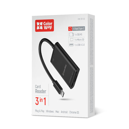 ColorWay Kártyaolvasó USB-C to USB 3.0/SD/MicroSD