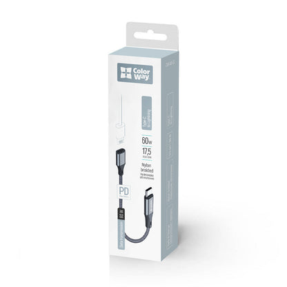 Adapter ColorWay USB-C To Lightning 17.5 cm szürke