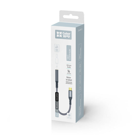 Adapter Colorway USB-C 3.5 mm Female Audio 14 cm szürke