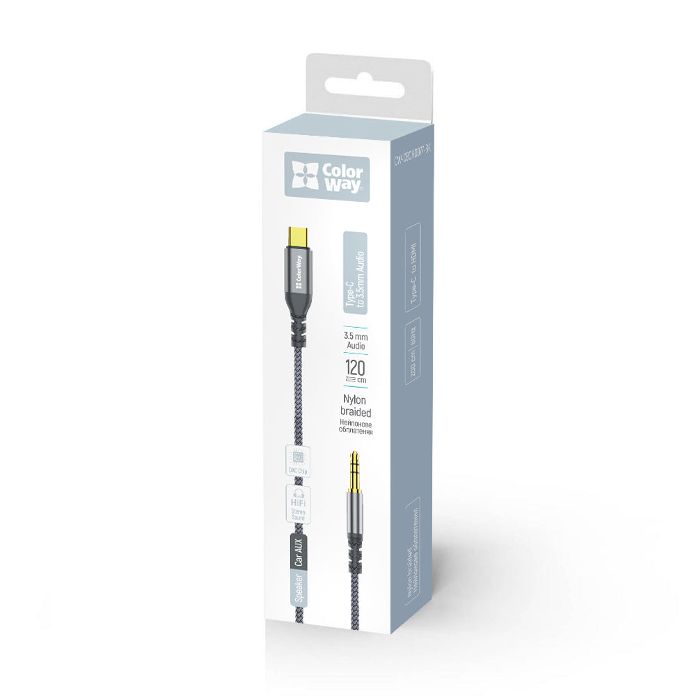 Adapter Colorway USB-C to 3.5 mm mini-Jack 1.2 m szürke