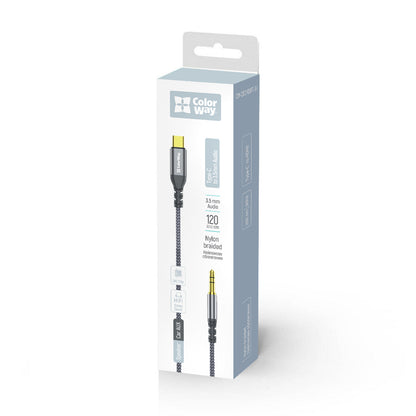 Adapter Colorway USB-C to 3.5 mm mini-Jack 1.2 m szürke
