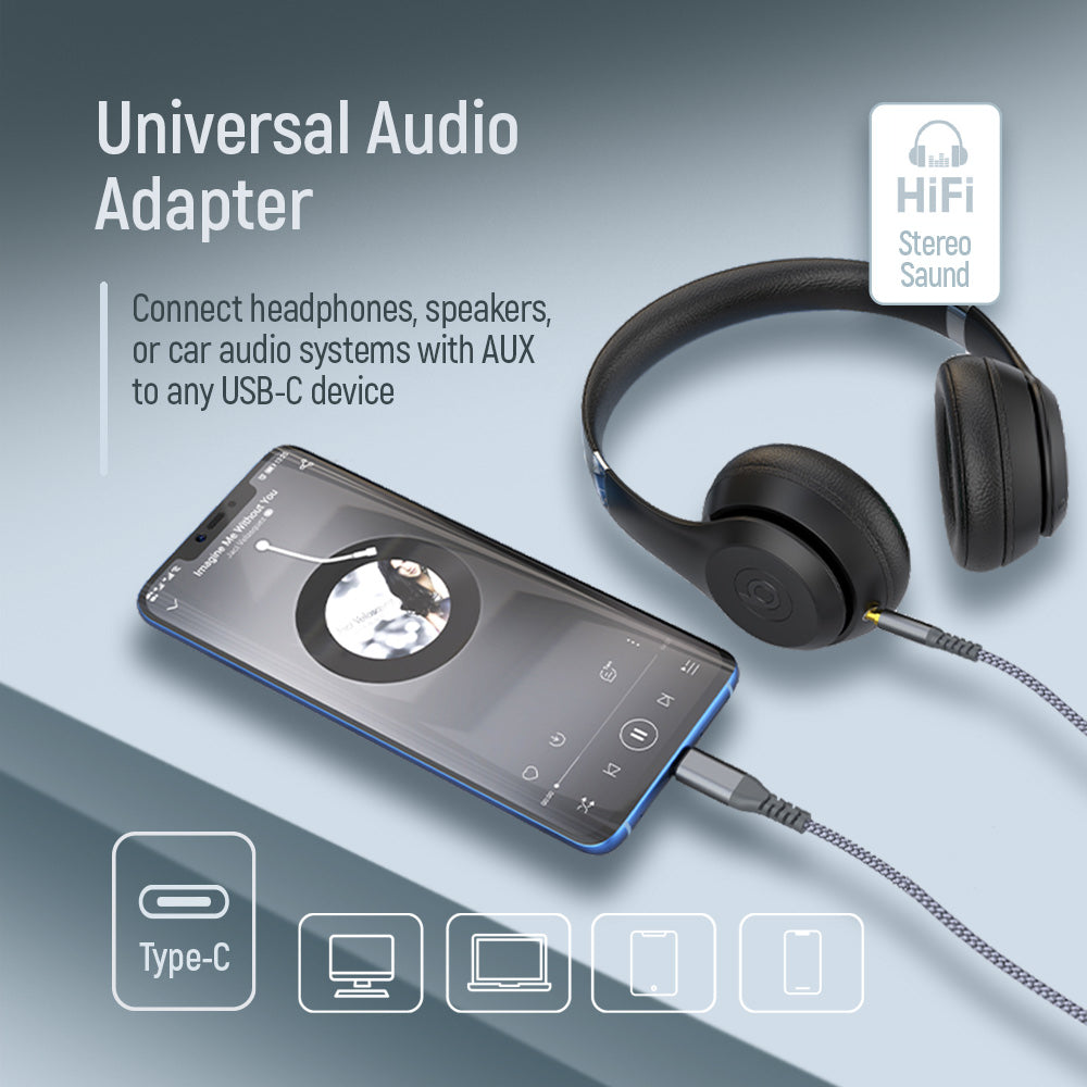 Adapter Colorway USB-C to 3.5 mm mini-Jack 1.2 m szürke