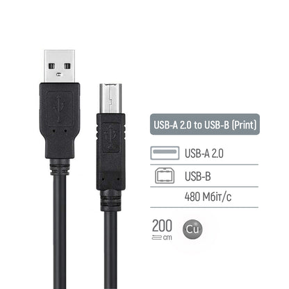 Kábel ColorWay USB 2.0 AM to BM Print Kábel 2 m fekete