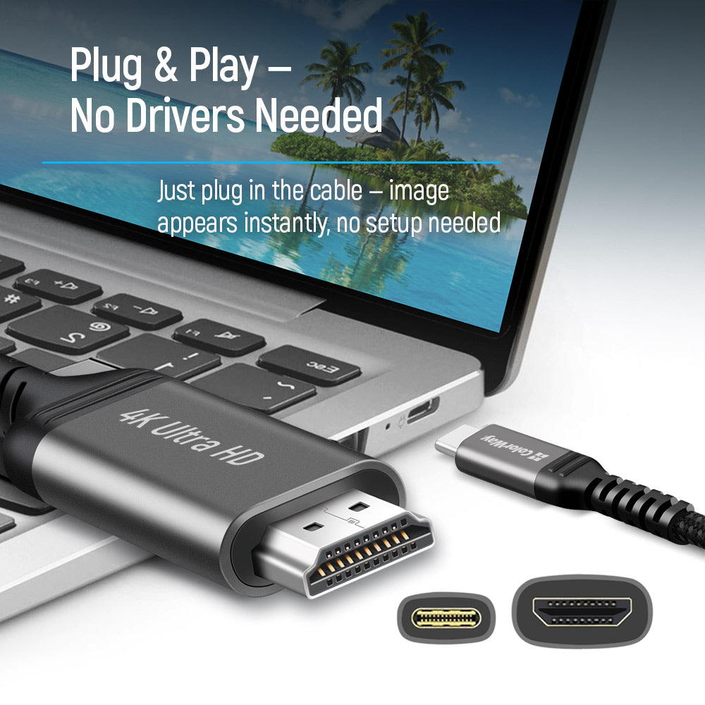 Kábel ColorWay USB-C to HDMI 4K 60Hz 2m fekete