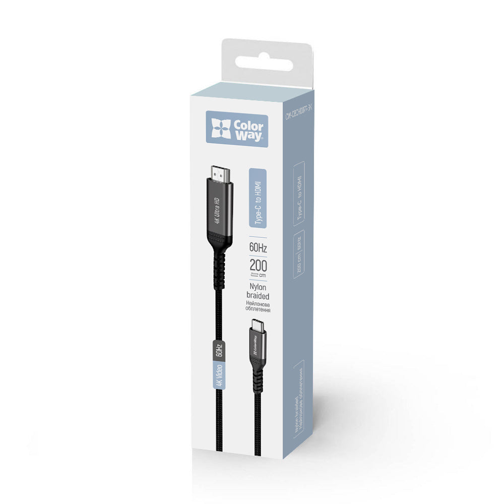 Kábel ColorWay USB-C to HDMI 4K 60Hz 2m fekete