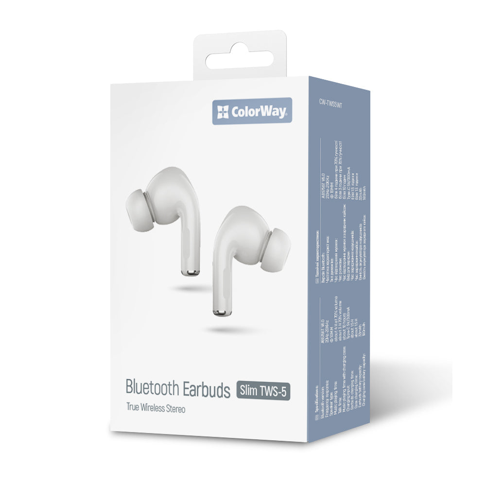 ColorWay Slim Fülhallgató TWS-5 Earbuds fehér