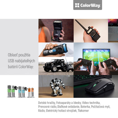 Rechargeable Battery ColorWay AA USB 1200 mAh 1.5V (2pcs.)