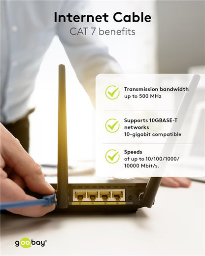 Goobay RJ45 patch kábel CAT 6A S/FTP (PiMF), 500 MHz, CAT 7 érrel, fekete – 3 m