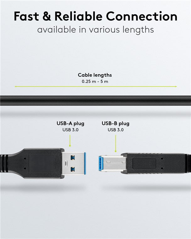 Goobay USB-A – USB-B kábel, USB 3.0, fekete – 3 m
