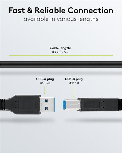 Goobay USB-A – USB-B kábel, USB 3.0, fekete – 3 m
