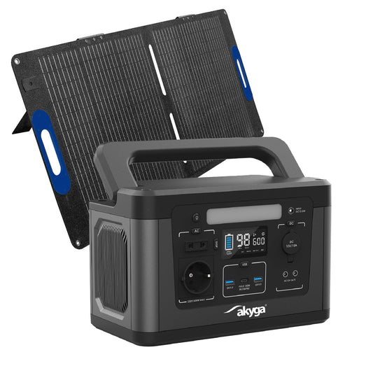 Hordozható erőmű napelemmel AK-PS-05 600W / 461Wh