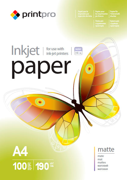 PrintPro fotópapír, matt 190 g/m², A4, 100 lap