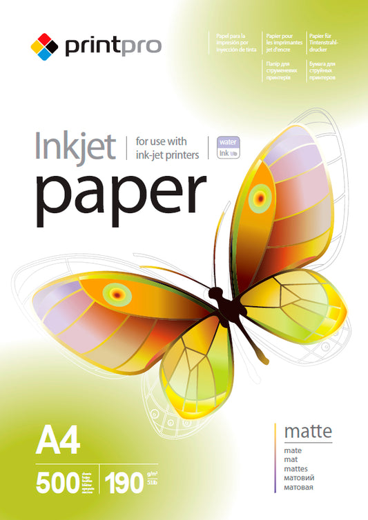 PrintPro fotópapír, matt 190 g/m², A4, 500 lap
