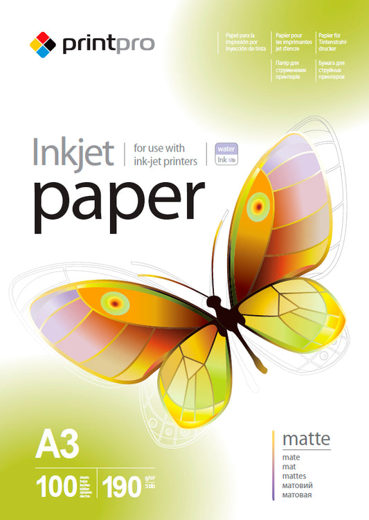 PrintPro fotópapír, matt 190 g/m², A3, 100 lap