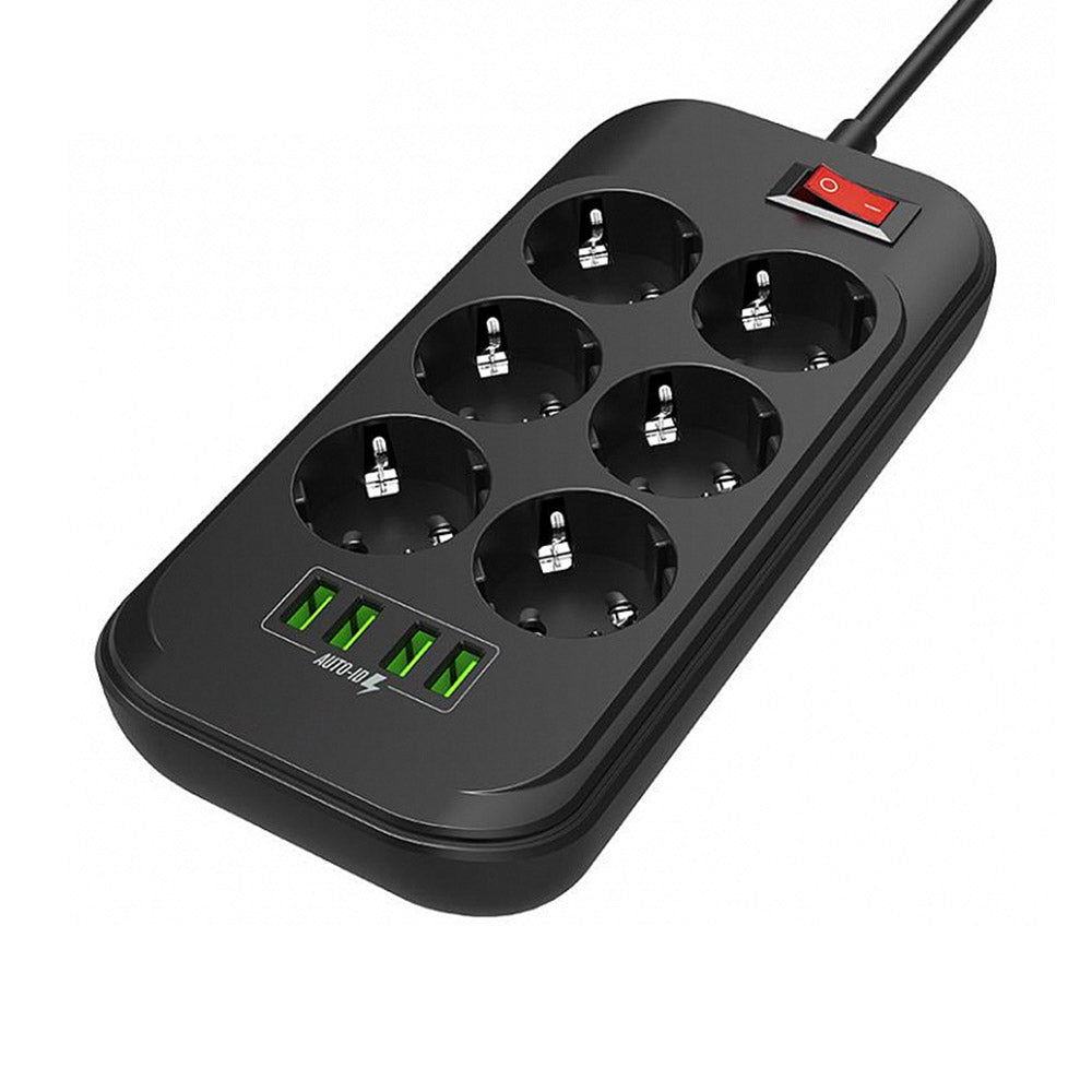 ColorWay Power soсket СolorWay 6 euro sockets/4 USB fekete CW-CHE64B