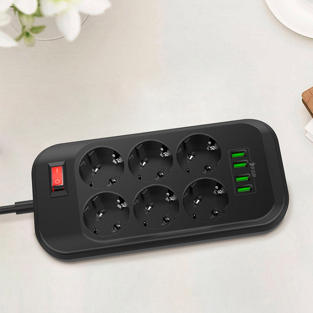 ColorWay Power soсket СolorWay 6 euro sockets/4 USB fekete CW-CHE64B