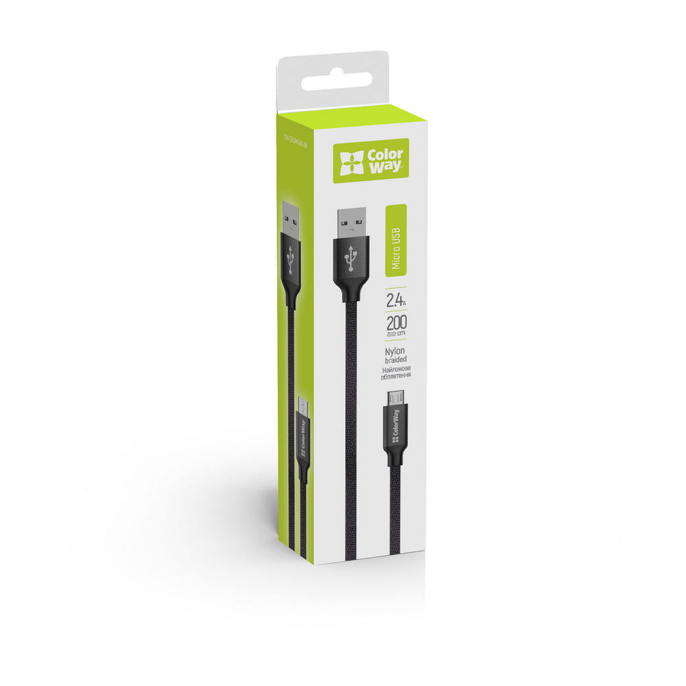 Kábel Colorway USB MicroUSB 2m 2.4A fekete