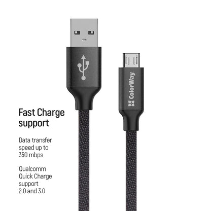 Kábel Colorway USB MicroUSB 2m 2.4A fekete