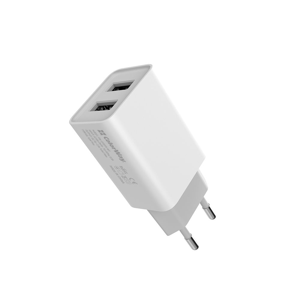 Hálózati töltő ColorWay 2USB AUTO ID 2.1A (10W) fehér