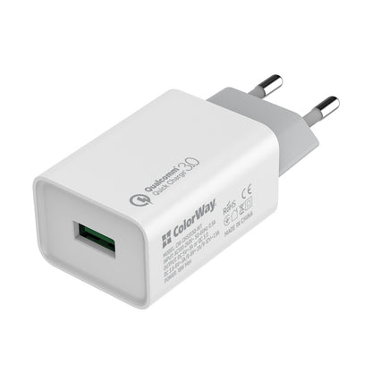 Hálózati töltő ColorWay 1USB Quick Charge 3.0 (18W) fehér
